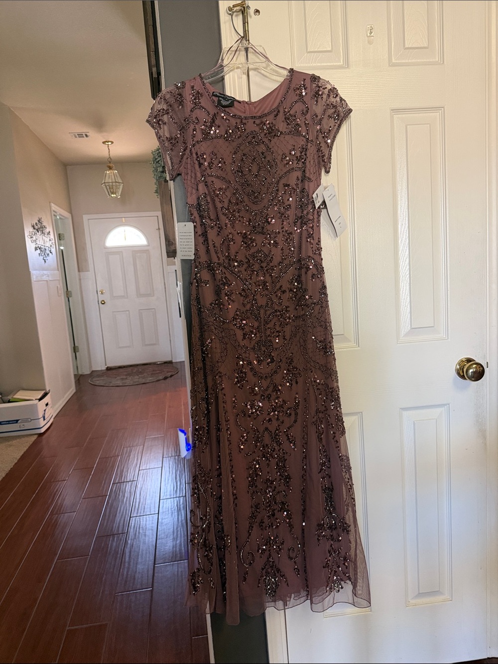 Pisarro Nights Dusty Mauve Beaded Midi Dress